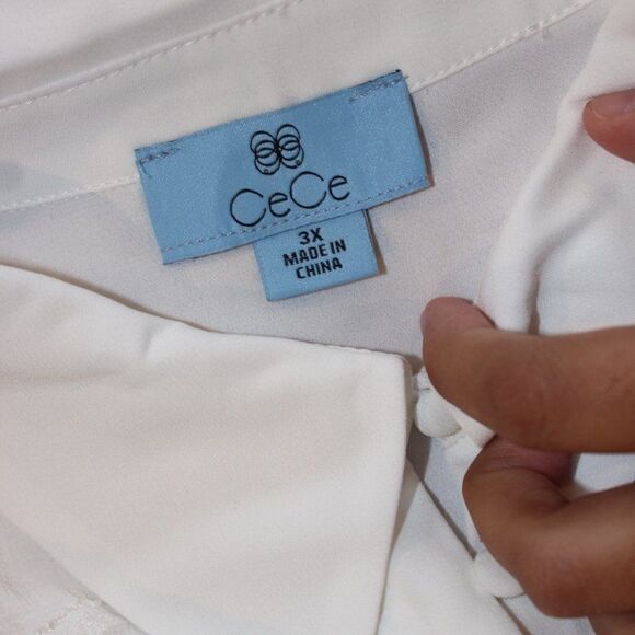 CeCe White Polyester Casual Long Sleeve Shirts Women's Size 3X - Picture 6 of 9